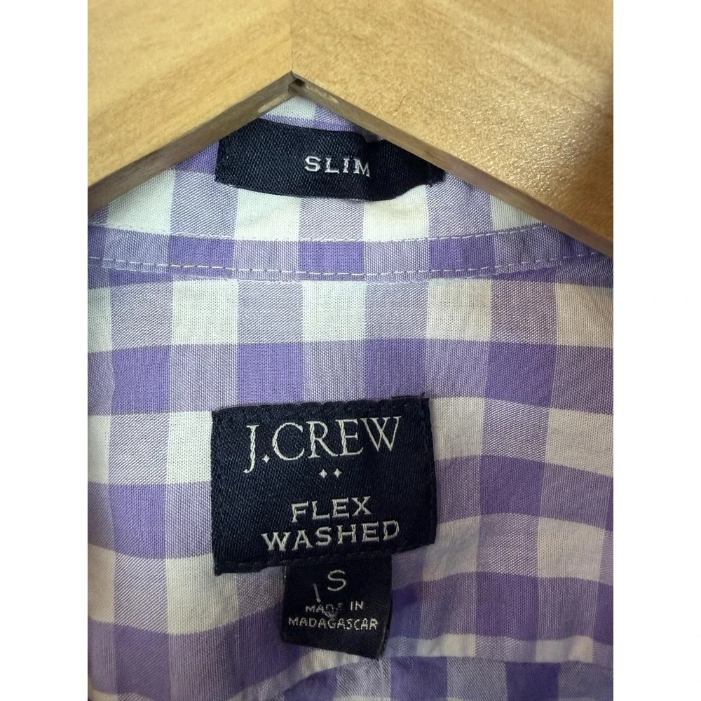 J Crew Mens Small Purple Check Flex Washed Long Sleeve Button Slim Shirt AF846